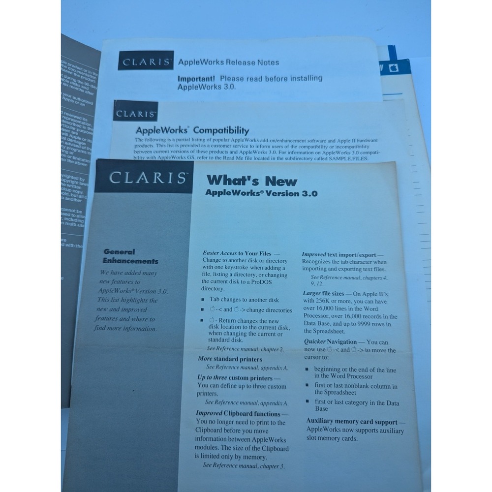 Claris Appleworks Software Startup, Sample Files, Dictionary 5.25 Disks